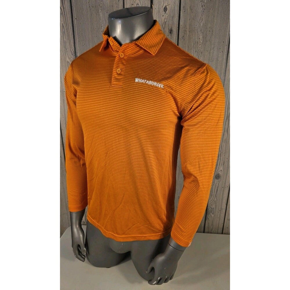 Whataburger Restaurant Polo Shirt Mens Medium Long Sleeve Striped
